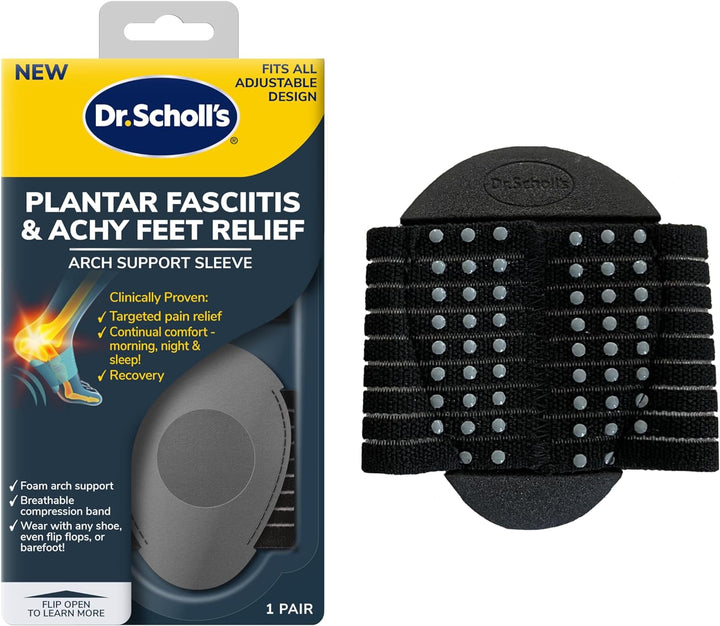 Dr. Scholl's® Plantar Fasciitis & Achy Feet Relief Arch Support Sleeve, Cushioned Arch Support, Compression Band, Foam Pad Insert, Non Slip Sole, All-day Wear Morning to Night, Unisex 1 Pair