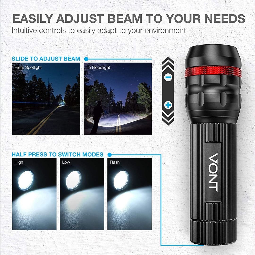 Vont Bike Lights, Bicycle Light Installs in Seconds Without Tools, Powerful Bike Headlight Compatible with: Mountain, Kids, Street, Bikes, Front & Back Illumination, 2X Longer Battery Life, Waterproof - 3alababak