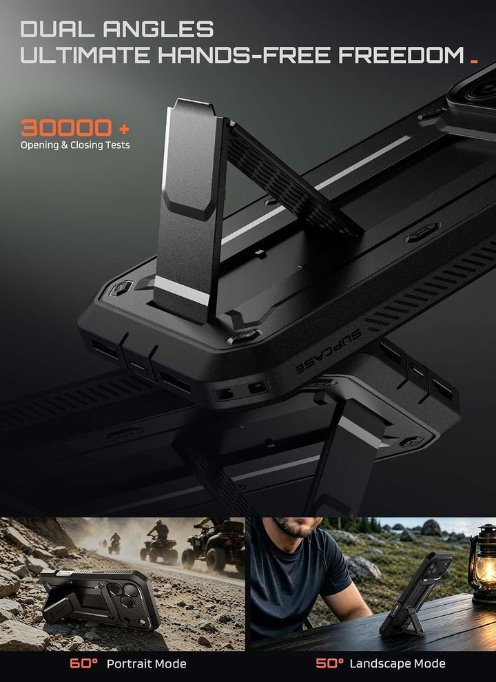 SUPCASE for iPhone Case, Belt Clip, Military-Grade Protection, Built-in Kickstand &amp; Screen Protector, Camera Control, Heavy-Duty Phone Case, Unicorn Beetle Pro