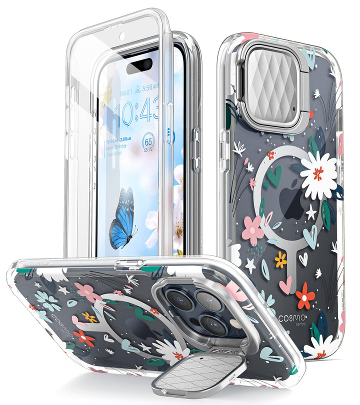 i-Blason Cosmo Magnetic for iPhone 15 Pro Max Case MagSafe with Camera Cover Stand, Slim Style Full-Body Phone Case for iPhone 15 Pro Max with Built-in Screen Protector & Kickstand