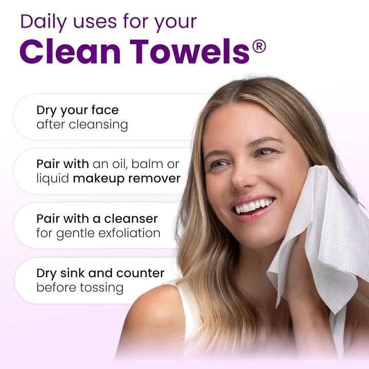 CLEAN SKIN CLUB Healthy Aging Clean Towels® XL, Smooths Fine Lines Wrinkles &amp; Texture, Disposable Face Dry Wipes, XL - 1 Pack (50 count)