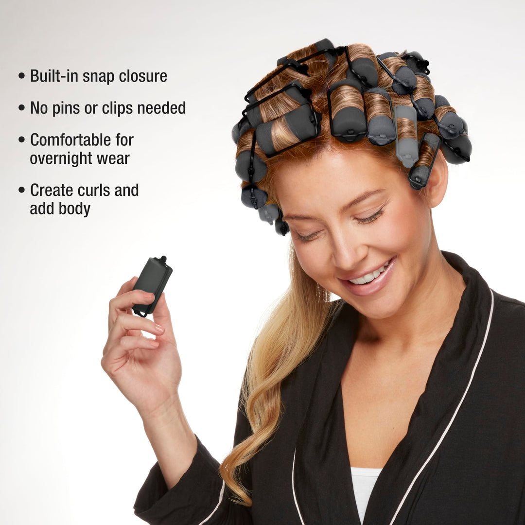 Conair Hair Rollers for Heatless Curls Overnight, Snap Closures, 48 Count