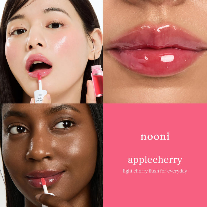 NOONI Korean Lip Oil - Applemint | Long-Lasting, Moisturizing, Plumping, Revitalizing for Dry Lips, Waterproof, No Peel Off, Hydrating, Nourishing Crystal Clear Lip Stain, 0.12 FL Oz