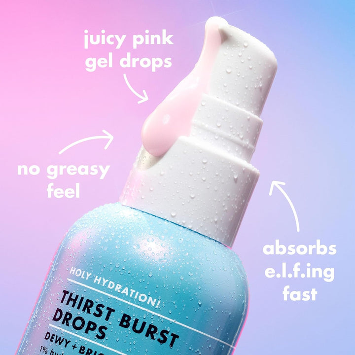 e.l.f. SKIN Holy Hydration! Thirst Burst Drops Mini, Serum For An Instant Radiant Complexion, Made With Hyaluronic Acid, Vegan & Cruelty-Free