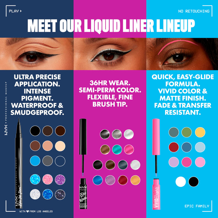 NYX PROFESSIONAL MAKEUP Epic Ink Glitz Liner, Waterproof Metallic Liquid Eyeliner with Vegan Formula 0.03 Fl Oz