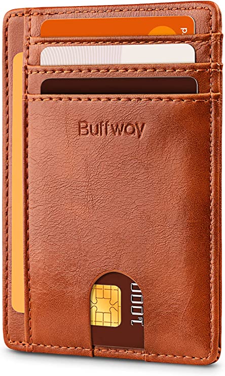 Buffway Slim Minimalist Front Pocket RFID Blocking Leather Wallets for Men and Women - 3alababak