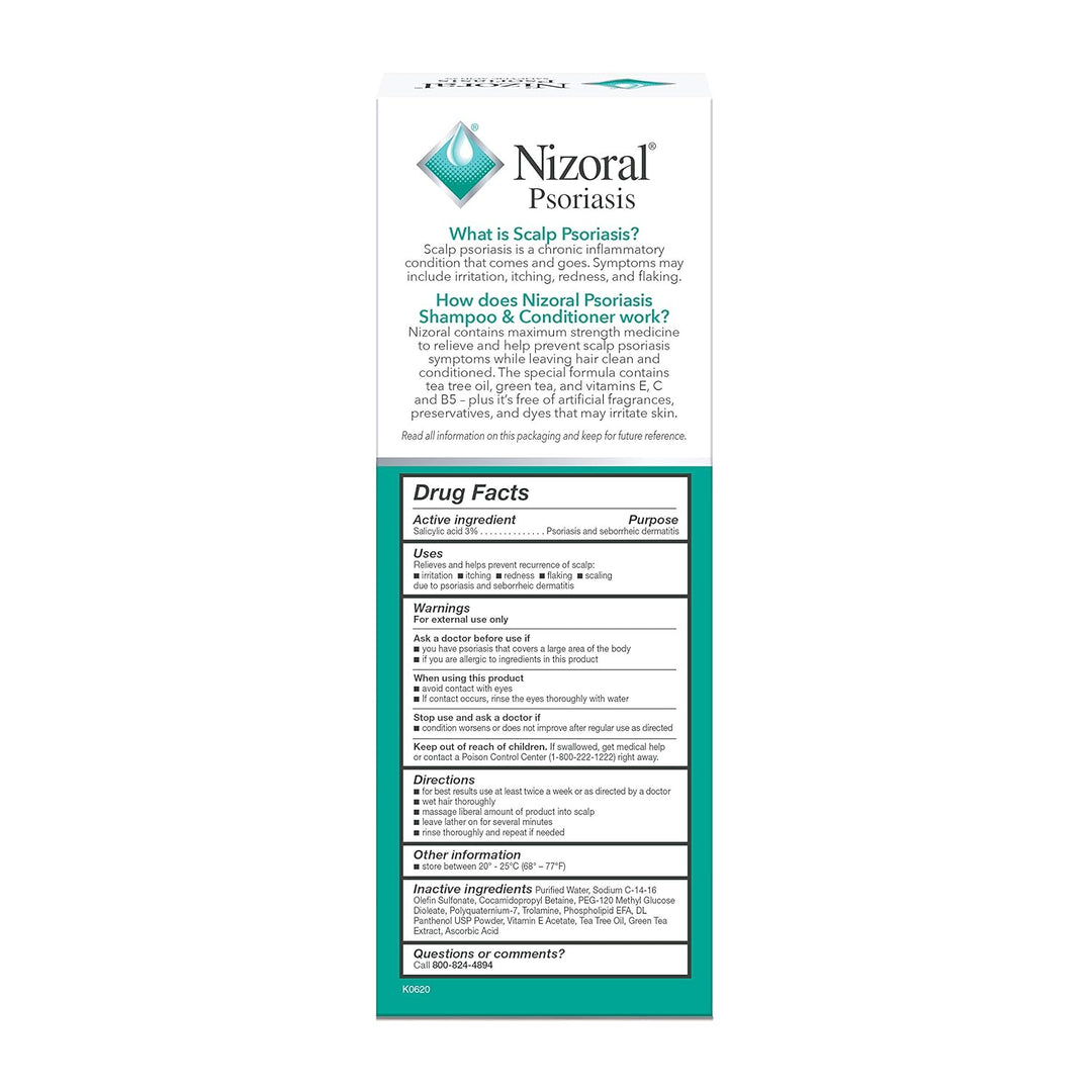 Nizoral Psoriasis Shampoo &amp; Conditioner, 11 Oz, Gentle Scalp Treatment, Relieves Itching and Flaking, Redness and Scaling Effective Scalp Psoriasis Shampoo with Salicylic Acid and Tea Tree Oil