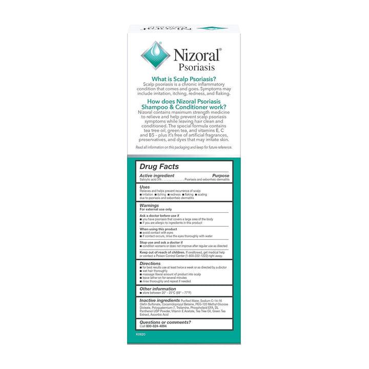 Nizoral Psoriasis Shampoo &amp; Conditioner, 11 Oz, Gentle Scalp Treatment, Relieves Itching and Flaking, Redness and Scaling Effective Scalp Psoriasis Shampoo with Salicylic Acid and Tea Tree Oil