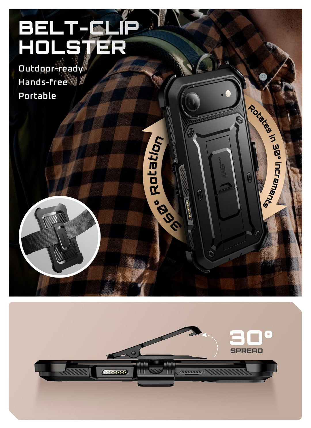 SUPCASE for iPhone Case, Belt Clip, Military-Grade Protection, Built-in Kickstand &amp; Screen Protector, Camera Control, Heavy-Duty Phone Case, Unicorn Beetle Pro