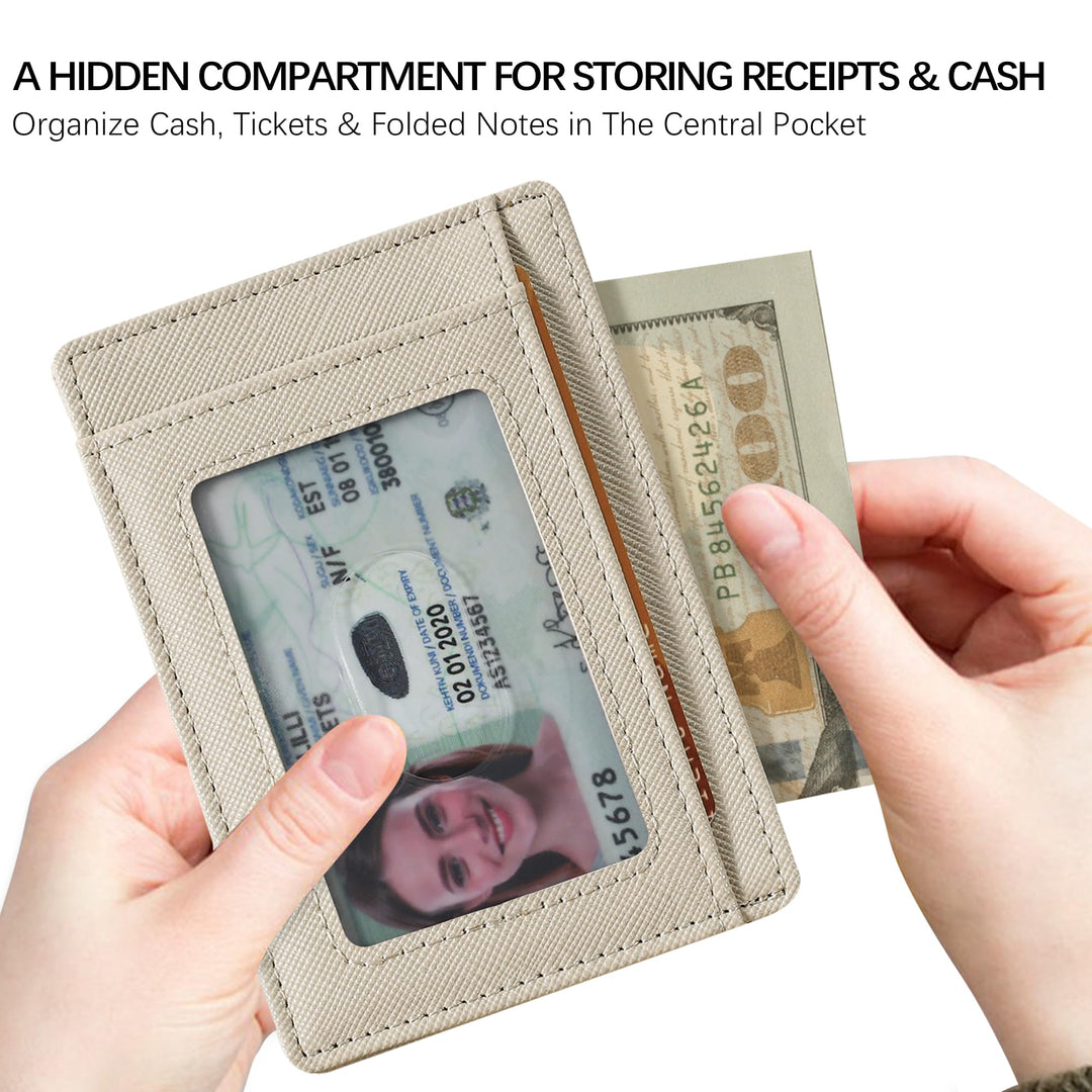 Travelambo Front Pocket Minimalist Leather Slim Wallet RFID Blocking Medium Size
