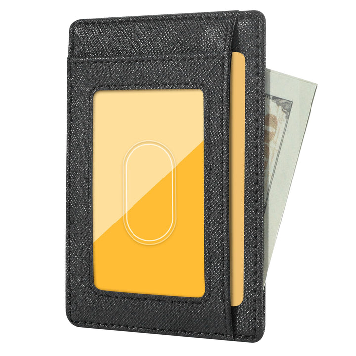 Travelambo Front Pocket Minimalist Leather Slim Wallet RFID Blocking Medium Size
