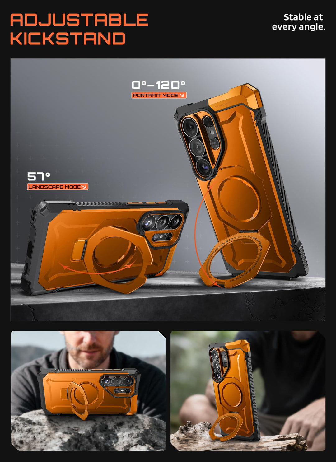 غطاء SUPCASE لهاتف Samsung Galaxy S26 Ultra مع حامل مدمج، ولوحة خلفية شفافة من البولي كربونات، ومغناطيس قوي، ومتوافق مع MagSafe، وحماية فائقة المتانة، ومقاوم للانزلاق، بتصميم Unicorn Beetle Grip
