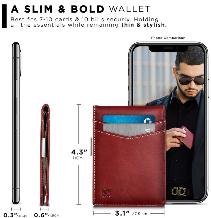 محفظة بمشبك نقود من SERMAN BRANDS - محفظة رجالية نحيفة للجيب الأمامي، حامل بطاقات بحماية RFID، محفظة ثنائية الطي صغيرة ومبسطة