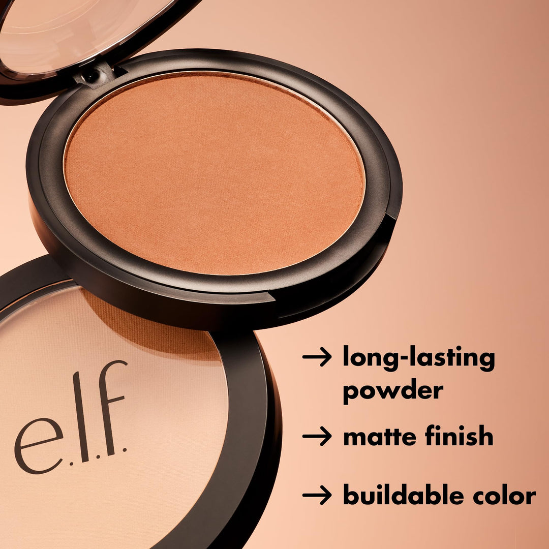 e.l.f. Primer-Infused Bronzer, Long-Lasting, Lightweight &amp; Buildable Powder Bronzer, Delivers A Matte Finish, Vegan &amp; Cruelty-Free