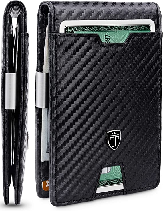 TRAVANDO Mens Wallet Money Clip PHOENIX Front Pocket Slim RFID Bifold Gifts (Carbon) - 3alababak