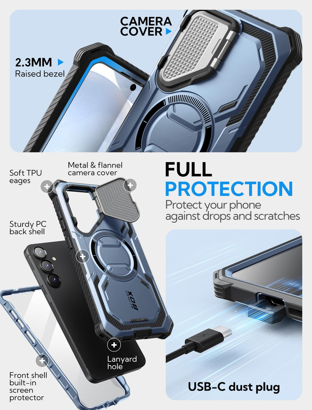 i-Blason Armorbox for Samsung Galaxy S25 Case MagSafe with Camera Cover Stand [Military Protection] Full-Body Heavy Duty Magnetic Phone Case with Screen Protector for S25