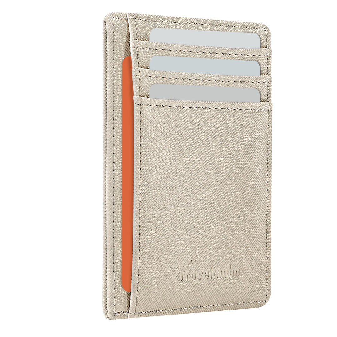 Travelambo Front Pocket Minimalist Leather Slim Wallet RFID Blocking Medium Size