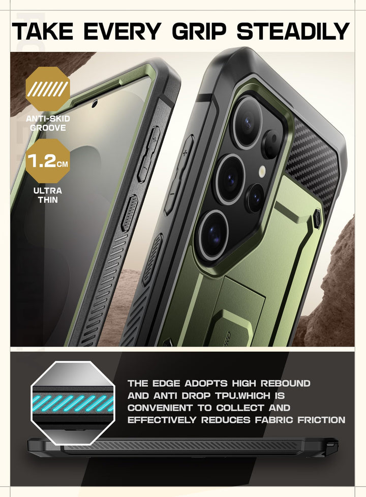 SUPCASE for Samsung Galaxy S25 Ultra Case with Stand (Unicorn Beetle Pro), [2 Front Frames] [Built-in Screen Protector & Belt-Clip] Military-Grade Protection Phone Case for S25 Ultra 6.9 Inch, Black
