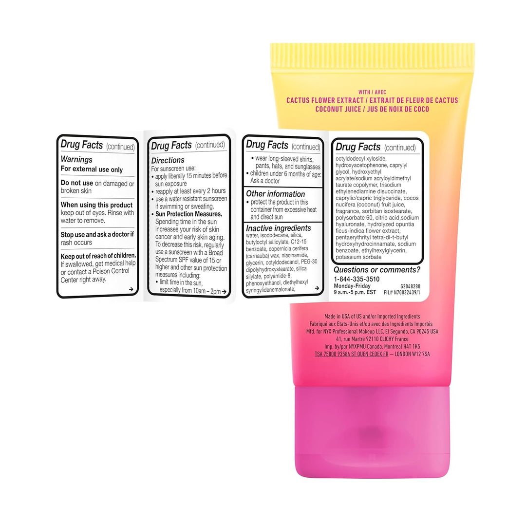 NYX PROFESSIONAL MAKEUP Blurscreen SPF 30 Primer، برايمر مكياج 3 في 1 لإخفاء العيوب مع واقي شمسي، تركيبة نباتية بدون علامات بيضاء أو شعور دهني