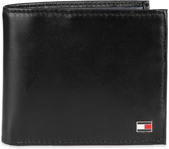 Tommy Hilfiger Men's RFID Blocking 100% Leather Passcase Wallet, Oxford Black