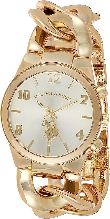 U.S. Polo Assn. Women's USC40069 Gold-Tone Link Bracelet Watch - 3alababak