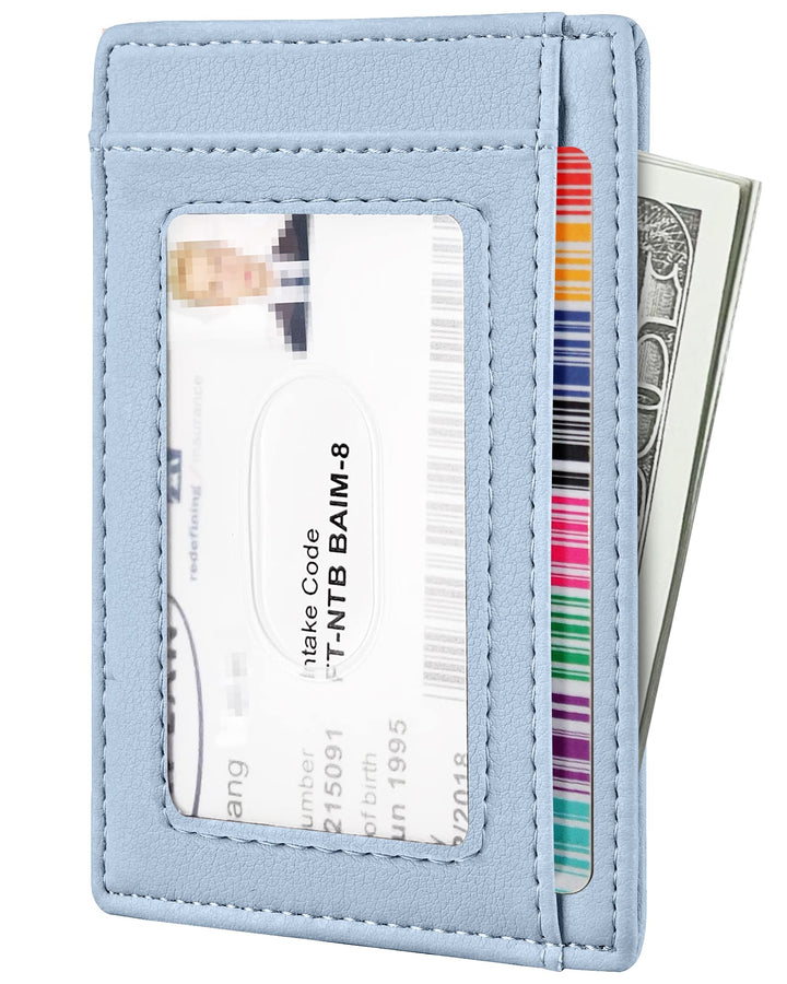 Travelambo Front Pocket Minimalist Leather Slim Wallet RFID Blocking Medium Size