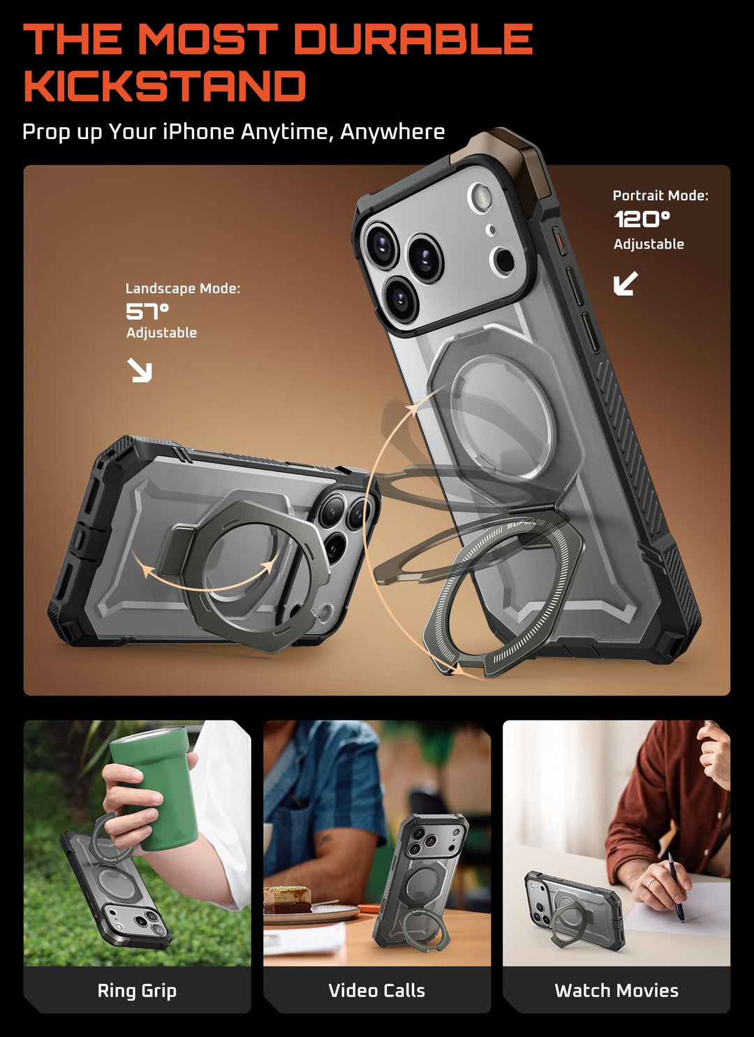 SUPCASE for iPhone 17 Pro Max Case with Kickstand (Unicorn Beetle Grip), [Camera Control Cover] [Compatible with MagSafe] [Military-Grade Drop Protection] Heavy Duty Magnetic Phone Case