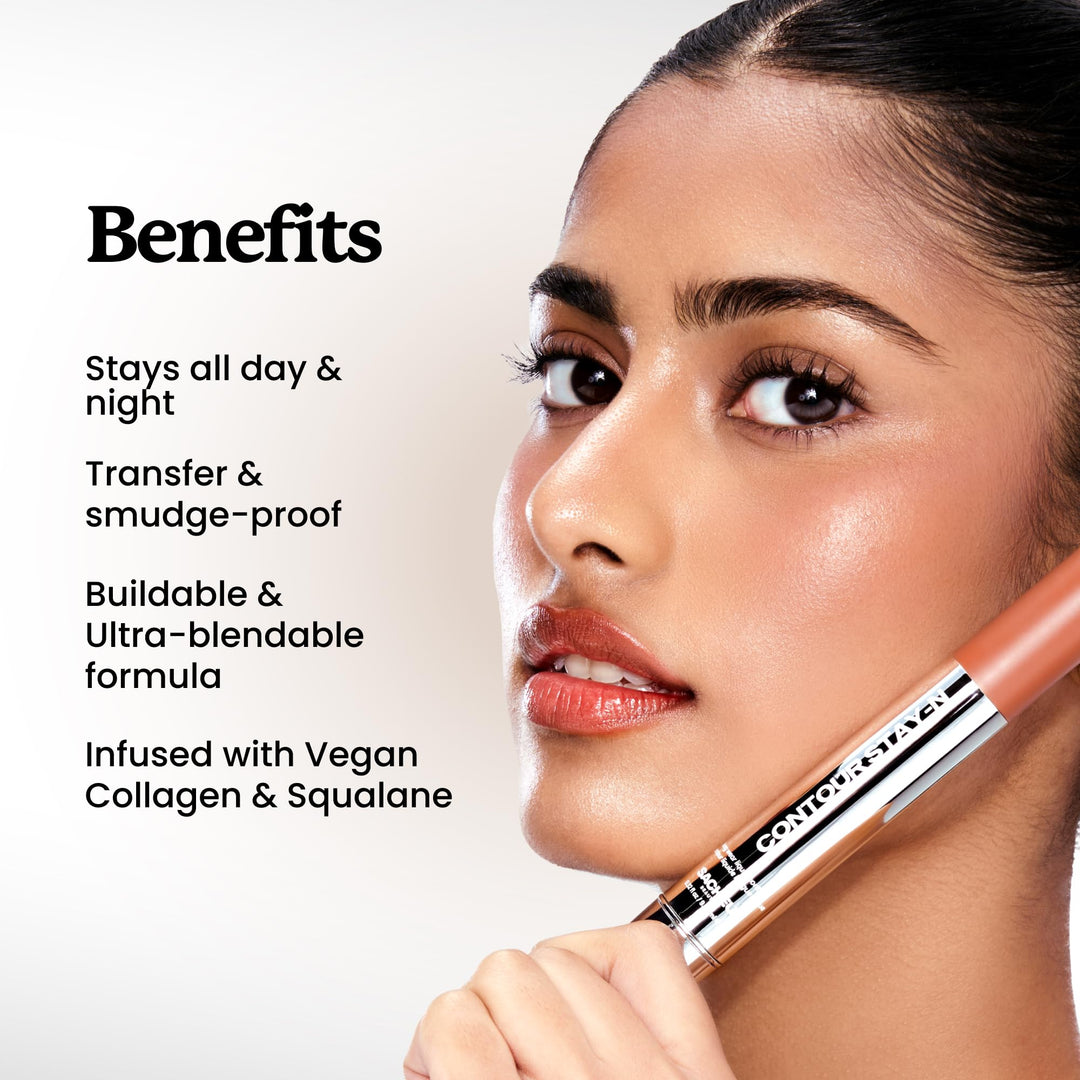 Sacheu Liquid Contour STAY-N Cream Contour, Longwear, Blendable &amp; builable formula, lightweight, transfer &amp; smudge-proof, vegan collagen, hyaluronic acid &amp; peptide