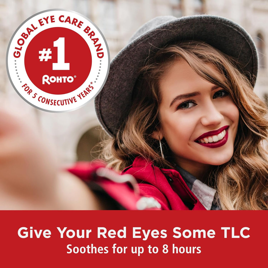 Rohto Max Strength Redness Reliever, Lubricant Eye Drops, Fast, Cooling Relief for Red, Dry, Itchy Eyes, Redness and Dryness Symptom Relief, Soothing Eye Drops, 0.4 fl oz Bottle