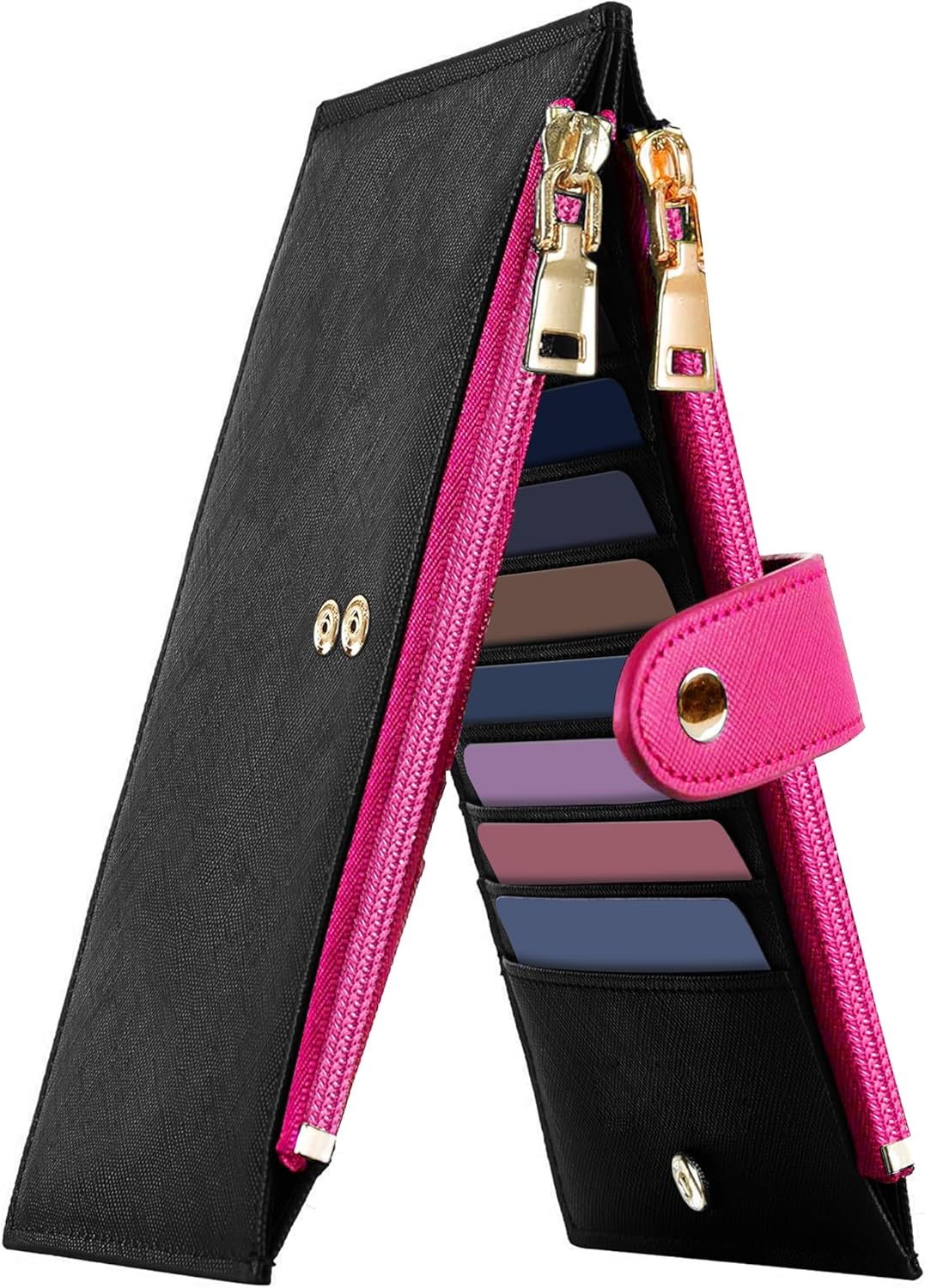 Travelambo Womens Wallet RFID Blocking Bifold Multi Card Case Wallet with Zipper Pocket