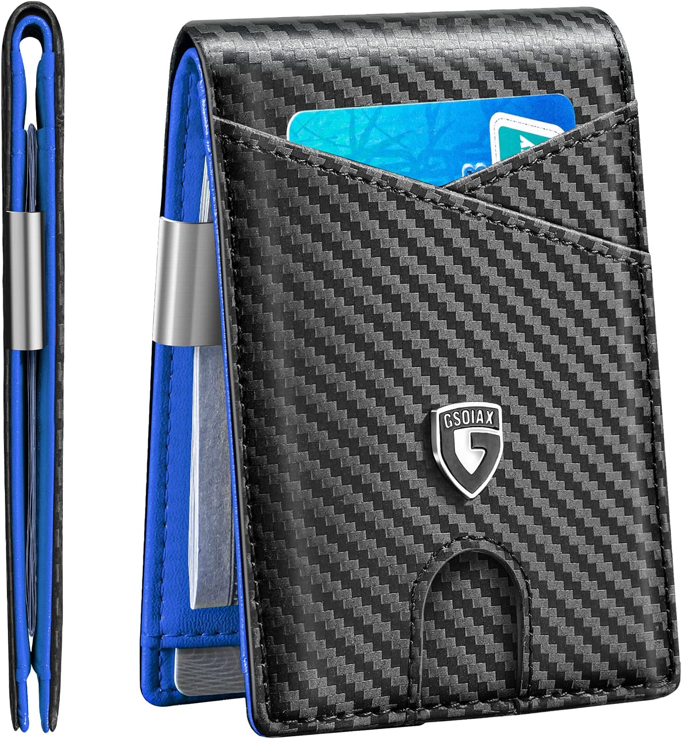 GSOIAX Slim Leather RFID Bifold Wallet for Men with Money Clip and 12 Credit Card Holders - Minimalist - 3alababak