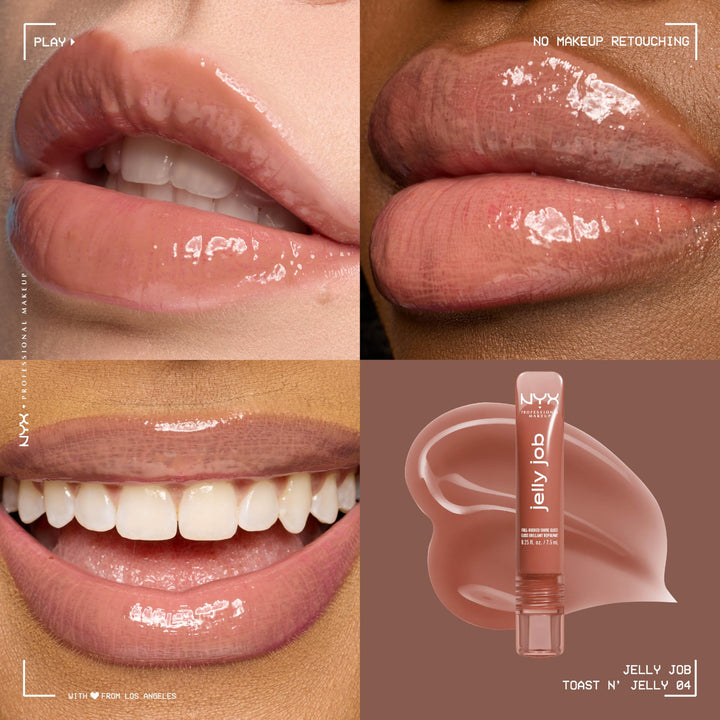 NYX PROFESSIONAL MAKEUP Jelly Job Lip Gloss, Lip Tint Gloss with Full-Bodied, Smoothing, and Hyper-Glossy Shine