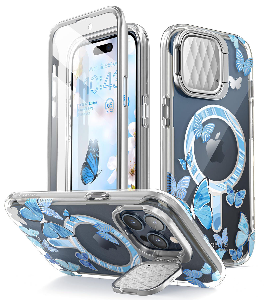 i-Blason Cosmo Magnetic for iPhone 15 Pro Max Case MagSafe with Camera Cover Stand, Slim Style Full-Body Phone Case for iPhone 15 Pro Max with Built-in Screen Protector & Kickstand