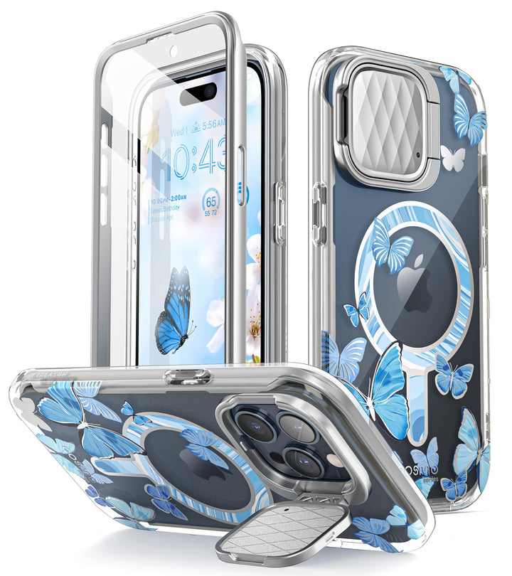 i-Blason Cosmo Magnetic for iPhone 15 Pro Max Case MagSafe with Camera Cover Stand, Slim Style Full-Body Phone Case for iPhone 15 Pro Max with Built-in Screen Protector & Kickstand