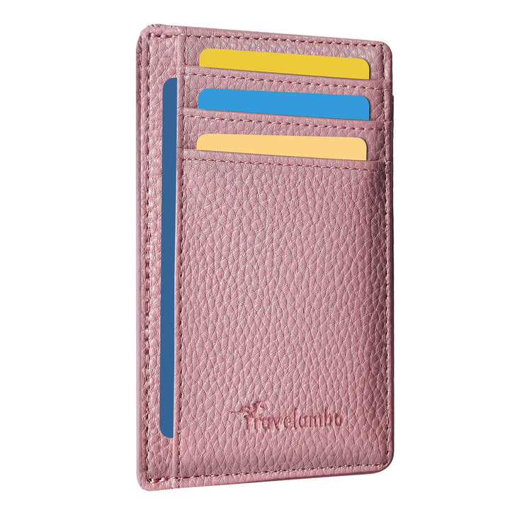 Travelambo Front Pocket Minimalist Leather Slim Wallet RFID Blocking Medium Size