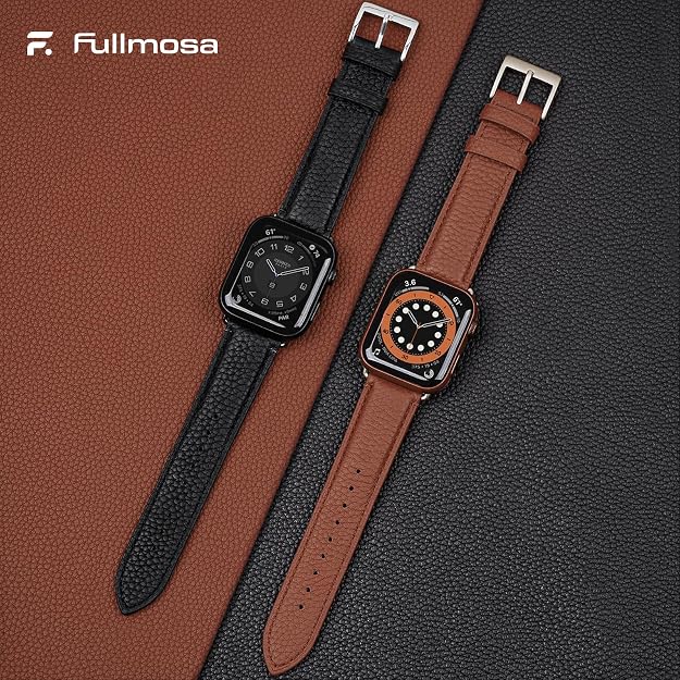 Fullmosa Apple watch band For 38mm, 40mm series 4 Models calf leather smart watch band Black -BL-GD