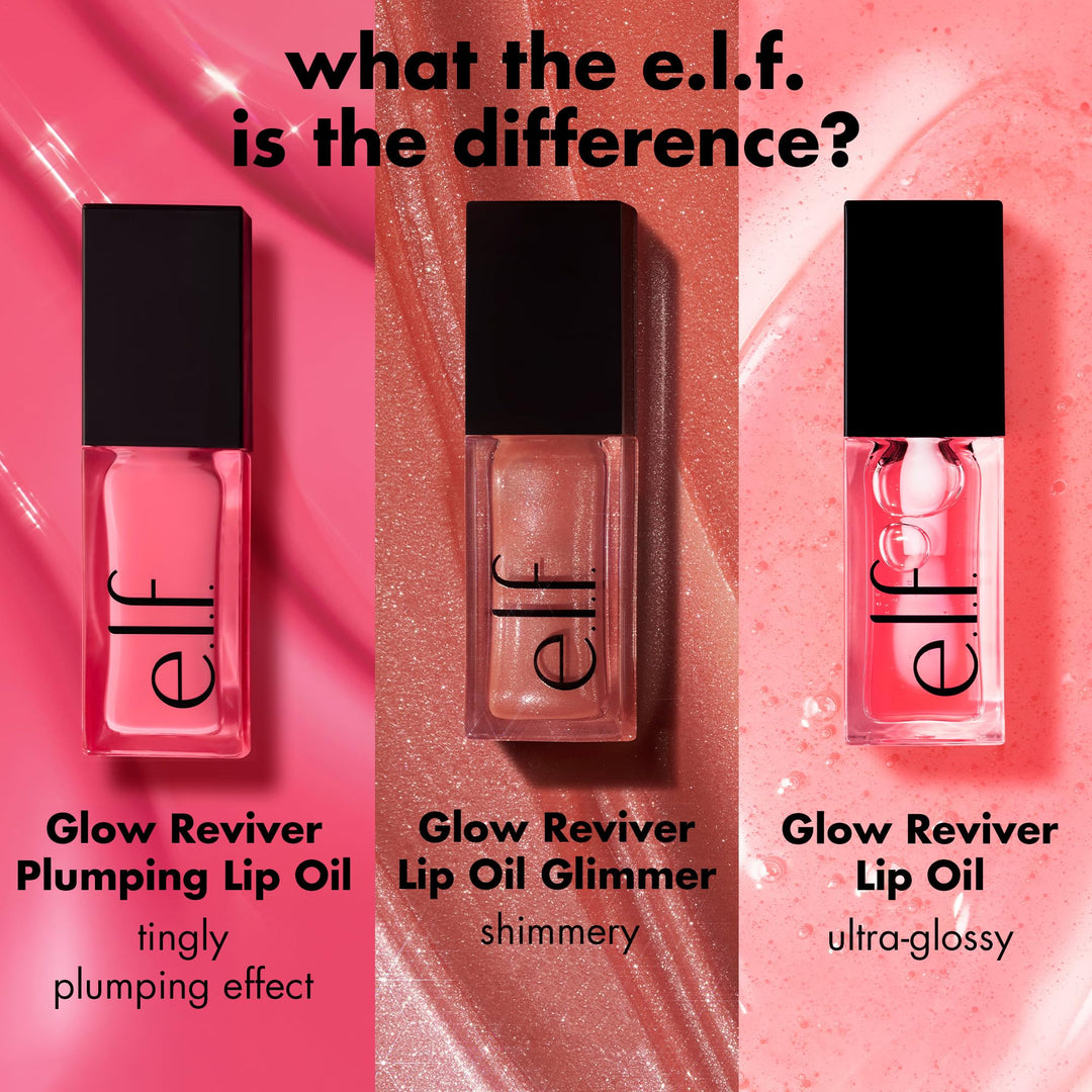 e.l.f. Glow Reviver Plumping Lip Oil, Tinted Lip Plumper For A High-Shine, Plump Finish, Infused With Jojoba Oil, Vegan &amp; Cruelty-Free, Apricot Feelings