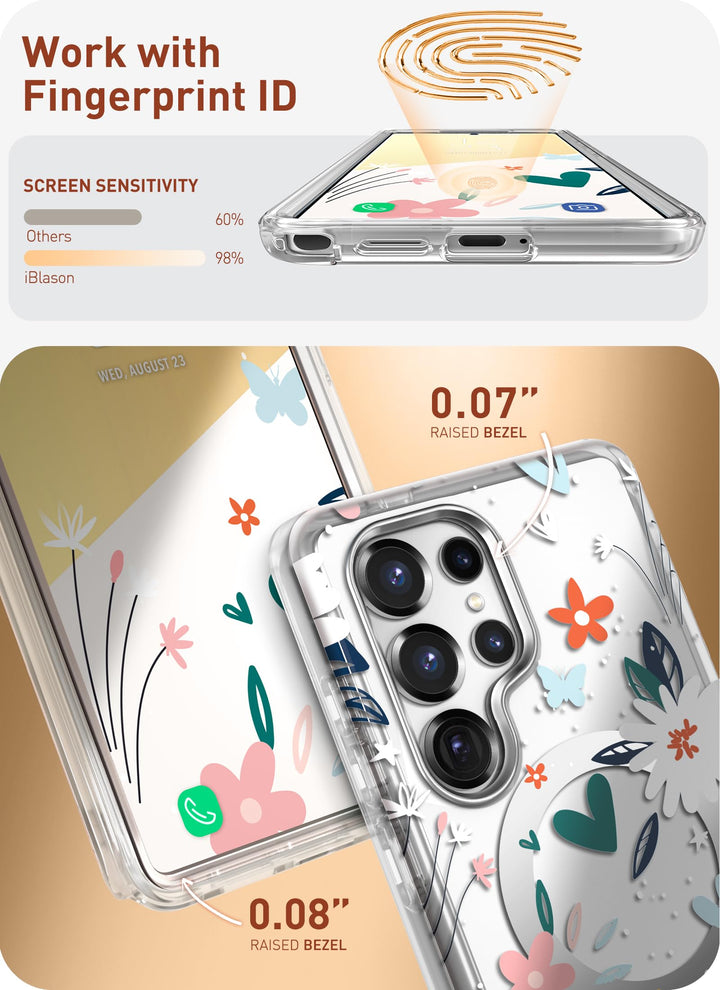 i-Blason Cosmo for Samsung Galaxy S25 Ultra Case MagSafe with Built-in Screen Protector [Support Fingerprint ID & Wireless Charger] Full-Body Slim Style Magnetic Phone Case for S25 Ultra