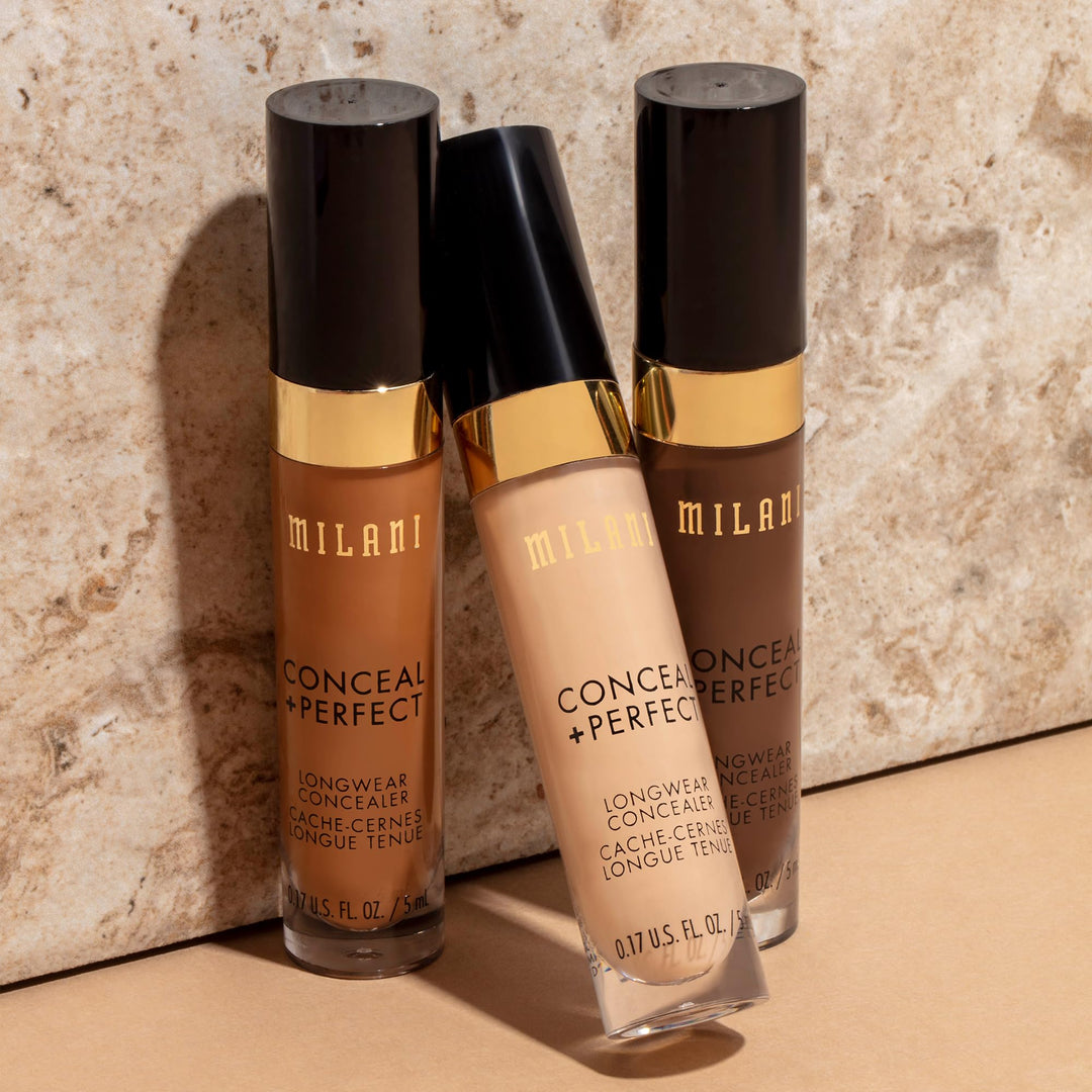 Milani Conceal + Perfect Longwear Concealer Full Coverage Infused with Hyaluronic Acid &amp; Vitamin E, Cover Dark Circles, Blemishes &amp; Skin Imperfections for Long-Lasting Wear