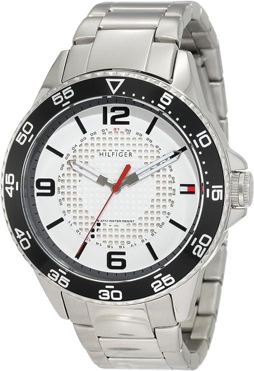 Tommy Hilfiger Men's 1790838 Sport Stainless Steel case and bracelet with white dial Watch - 3alababak