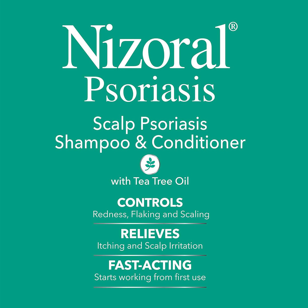 Nizoral Psoriasis Shampoo &amp; Conditioner, 11 Oz, Gentle Scalp Treatment, Relieves Itching and Flaking, Redness and Scaling Effective Scalp Psoriasis Shampoo with Salicylic Acid and Tea Tree Oil