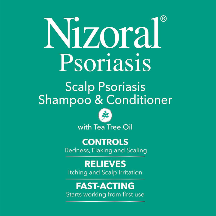 Nizoral Psoriasis Shampoo &amp; Conditioner, 11 Oz, Gentle Scalp Treatment, Relieves Itching and Flaking, Redness and Scaling Effective Scalp Psoriasis Shampoo with Salicylic Acid and Tea Tree Oil