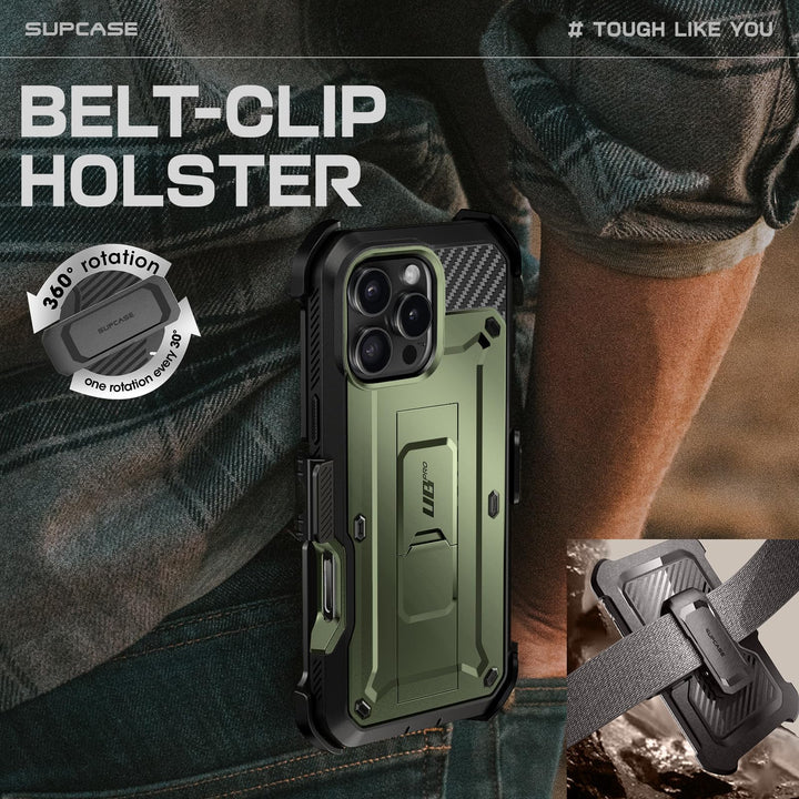 SUPCASE for iPhone 16 Pro Case with Screen Protector (Unicorn Beetle Pro), [Built-in Stand & Belt-Clip] [Military-Grade Protection] Full Body Heavy Duty Phone Case for iPhone 6.3 Inch 2024