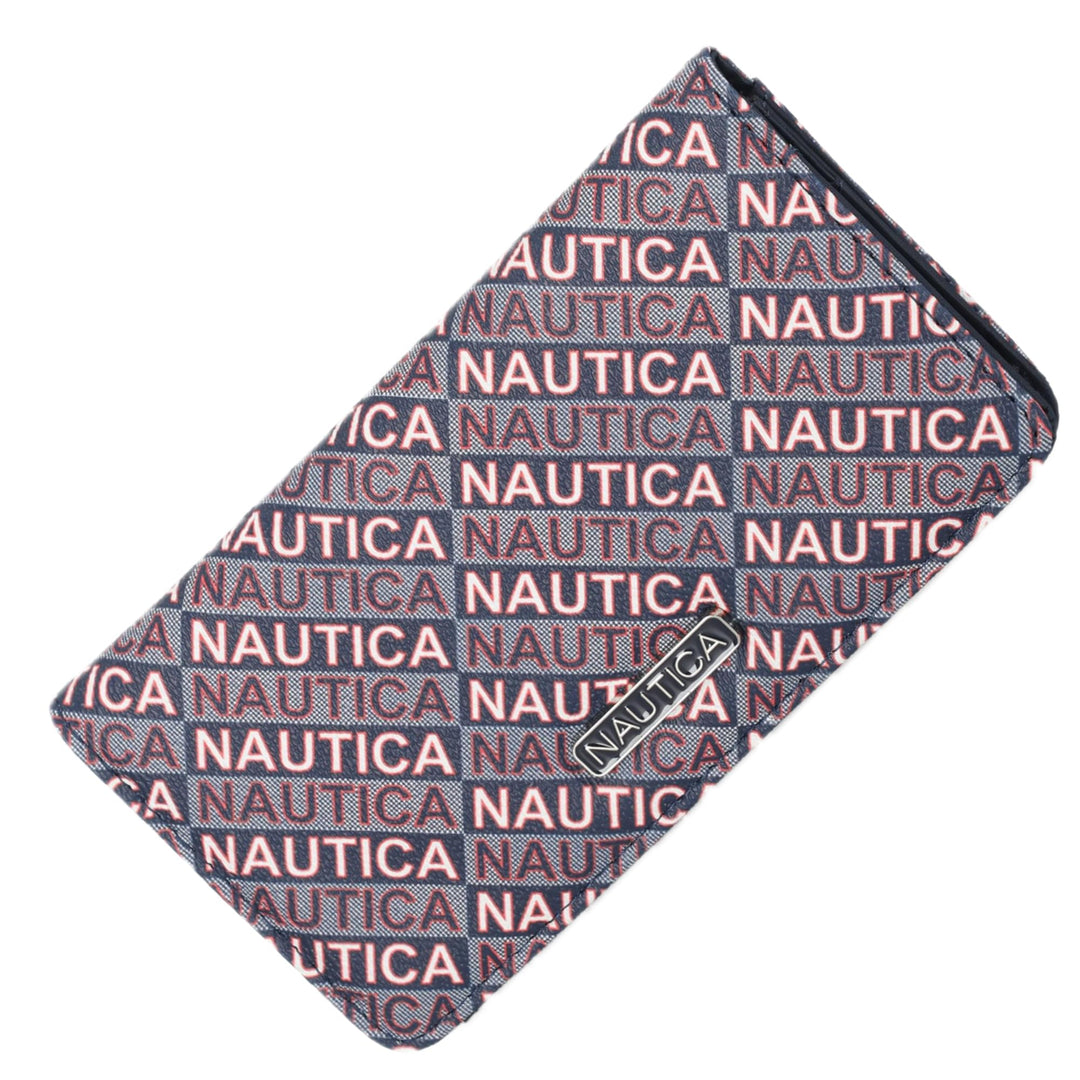 Nautica branded fabric with a pattern of the brand name.