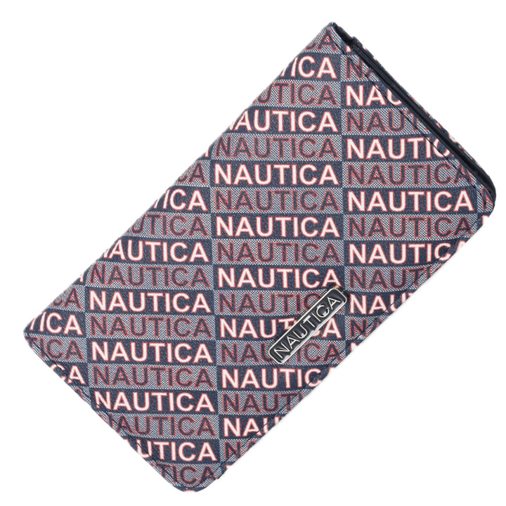 Nautica branded fabric with a pattern of the brand name.