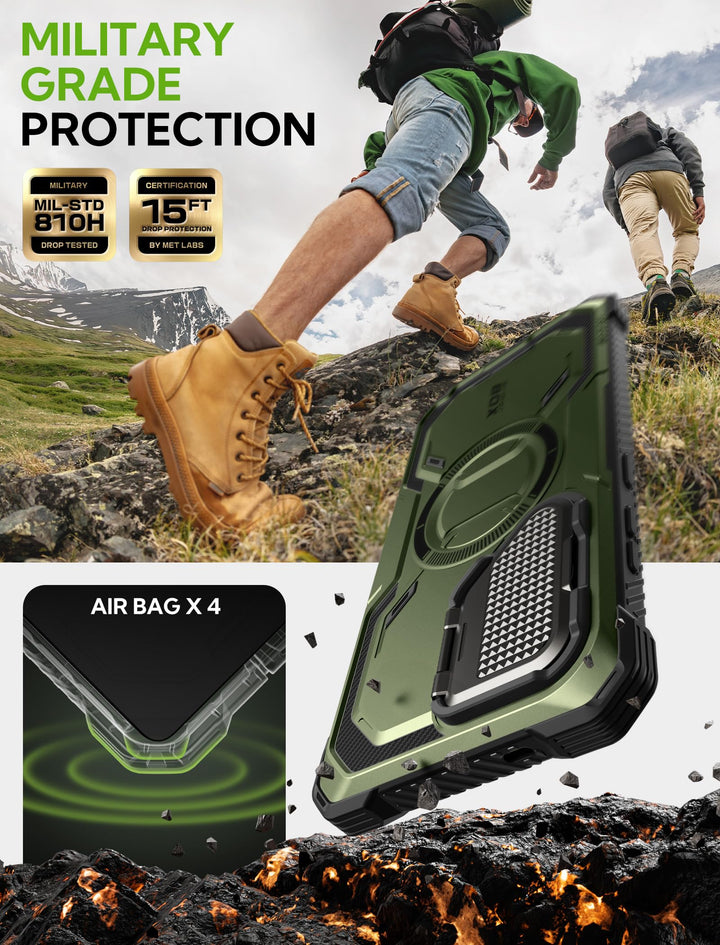 i-Blason Armorbox for Samsung Galaxy S25 Case MagSafe with Camera Cover Stand [Military Protection] Full-Body Heavy Duty Magnetic Phone Case with Screen Protector for S25
