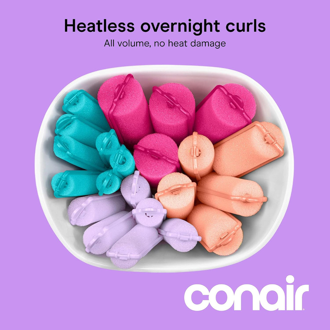 Conair Hair Rollers for Heatless Curls Overnight, Snap Closures, 48 Count