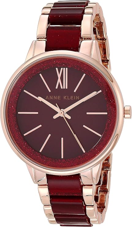 Anne Klein AK/1413LBSV Women's Resin Bracelet Watch - Burgundy/Gold