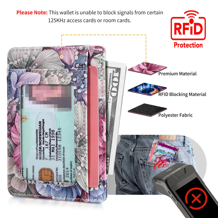 Travelambo Front Pocket Minimalist Leather Slim Wallet RFID Blocking Medium Size