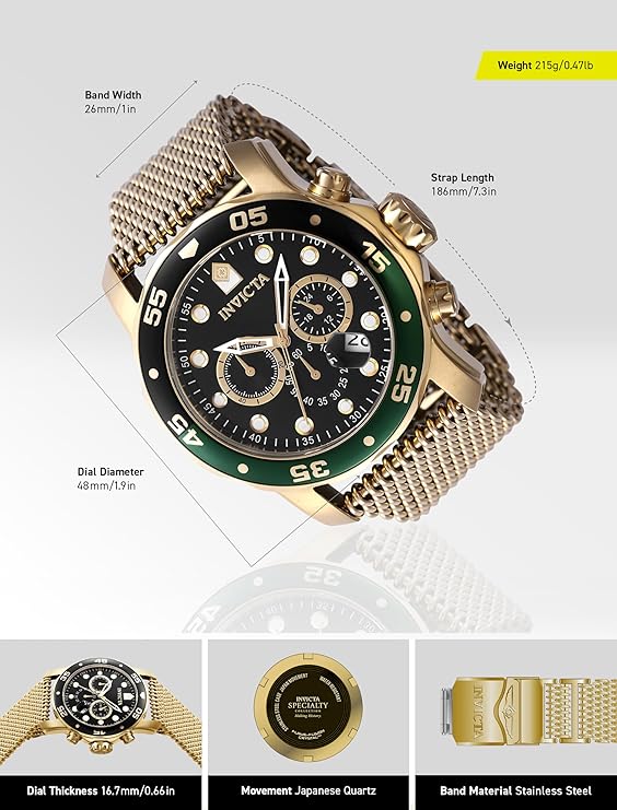 Invicta 47632 Pro Diver Men's Stainless Steel Quartz Movement Watch - 48 mm